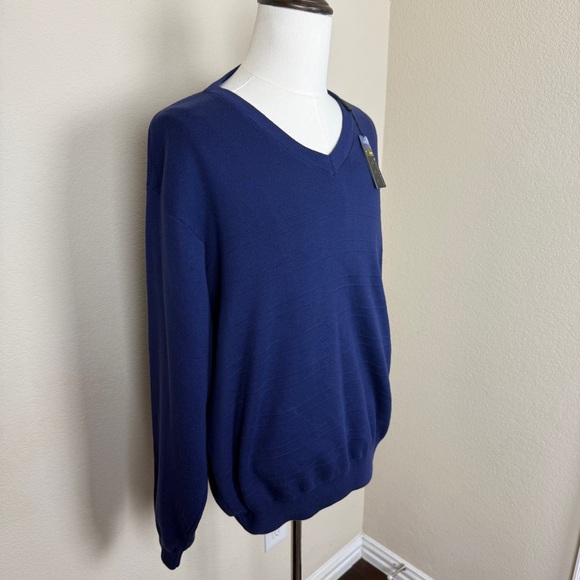 NWT - Pebble Beach Men’s V Neck Cotton Sweater | Size XL | Navy - Picture 2 of 10